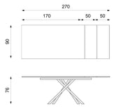 Mesa extensible con tapa de mármol calacatta 170/270x90x76h cm