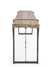 Consola de acero con tapa de madera BLOQUES 153x44 h76 cm