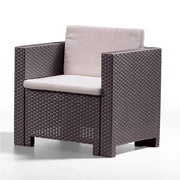 Capri salón resina marrón 4 piezas con cojines