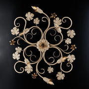 Lámpara de techo en hierro marfil decape oro rosa seis luces 79x67x h17 cm