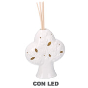 Árbol portaesencias de cerámica con led blanco cm14x14h16/24