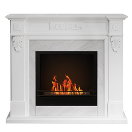 Chimenea de bioetanol Bioethanne desde el suelo Truman White Marble Effect L108 X P32 X H102