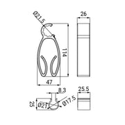 Gancho transparente para barras o columnas de ducha.
