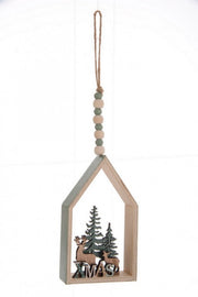 Pendaglio Casa Renne Naturale 12x