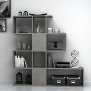Librería Aktif doble cara 145x145x29 cm. gris concreto