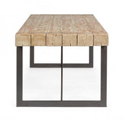 Mesa urbana industrial Garrett con tapa de madera