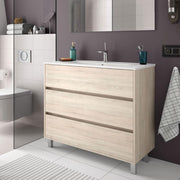 Mueble de baño Elmas100 con lavabo roble caledonio 3 cajones 100x45x86h