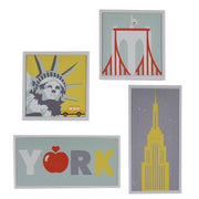 Set estampado new york blanco 4 piezas cm30x60x2,5 + cm30x30x2,5