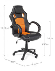 Sillón de oficina con pulseras racing negro-naranja en polipiel