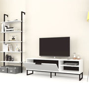 Mueble TV con librería 5 estantes blanco 70x30xh.180 cm