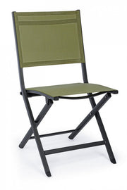 Silla de exterior en aluminio Antracita Verde ELIN 47x57x h88 cm