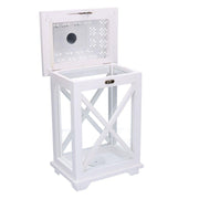 Farol de madera rectangular de metal blanco cm23x17h45