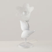 Lámpara de mesa de hierro blanco plateado una luz Alabastro Vidrio blanco 19x h36 cm