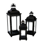 Farol de metal 1-3 negro y dorado cm20x20h53,2