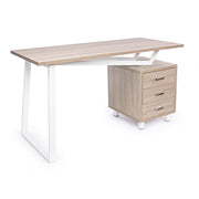 Escritorio de madera blanca con cajonera Armande cm 140 x60 x 76 h