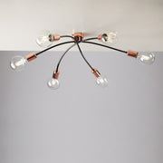Lámpara de techo moderna en hierro Negro urban Cobre seis luces 71x h19 cm