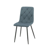 Silla Acolchada Okar Tela Azul con Costuras en Rombo