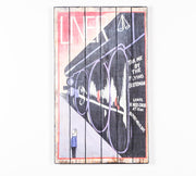 Estampa sobre madera con lienzo multicolor 60x100 cm