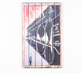 Estampa sobre madera con lienzo multicolor 60x100 cm