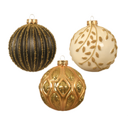 Bolas navideñas surtidas negro - oro - blanco - oro - oro - oro Ø10 cm