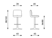 Taburete en microfibra beige con estructura de metal 39x45x86/102h cm