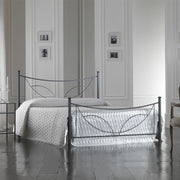 Cama doble de hierro con reposapiés TULIP Negro 166x208x h117 cm