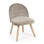 Sillón moderno Adeline de madera revestida efecto terciopelo gris tórtola