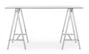 Alchimia Escritorio moderno cromado con tapa de cristal 140x70x76h cm