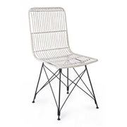 Silla de estilo moderno en acero y kubu Blanco LUCILA 45x55x h85 cm