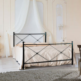 Estructura de cama doble de hierro con pie de cama ALBA negro