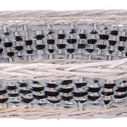 Cesta de mimbre ovalada blanca azul cm67/75x42h12