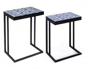 Conjunto de 2 mesas de centro NEAPOLIS en acero con tapa de mdf decorada con estampado 62.5h 56h cm