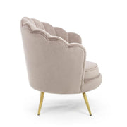 Sillón retro en terciopelo gris claro modelo pavo real