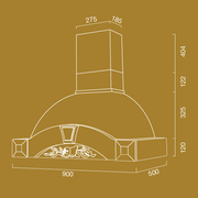 Campana de cocina rústica GAIA MAX blanca con estructura de madera taracea color tabaco 90 cm