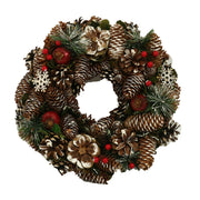 Corona cubierta de nieve con bayas y flores verdes cm ø30h7,5