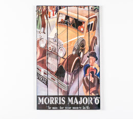 Estampa sobre madera con lienzo multicolor 60x100 cm