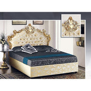 Cama doble con contenedor de cabecera barroco en tela de damasco 172x202xh.165 cm
