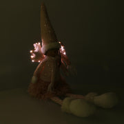 Ángel led tela rosa cm13x10h52