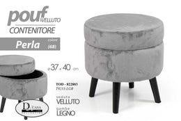 Pouf Gray Container Perla Perterable 37 x 40 H CM
