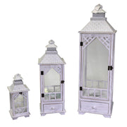 Farol madera metal 1-3 cuadrado blanqueado cm32x32h101