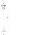 Lámpara exterior de aluminio fundido con difusores de vidrio transparente - Altura máxima 155mm - Potencia máxima 60W negro