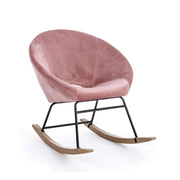 Sillón mecedora en terciopelo rosa antiguo ANNIKA 74x77x h74 cm