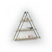 Vitrina piramidal de pared triangular roble negro cm 74 x 13 x 61 h