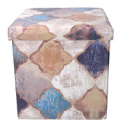 Puff cuadrado plegable ecopiel marruecos azul cm38x38h38