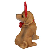 Perro resina con cuernos y lazo 17x10h17 cm