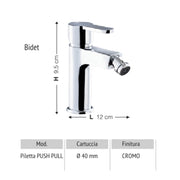 Grifo Lento para Bidet Cromado Push Pull