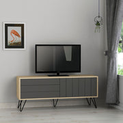 Mueble de TV Picadilly con Estructura de Roble y 2 Puertas Abatibles Antracita H57 x L139 x P36 cm