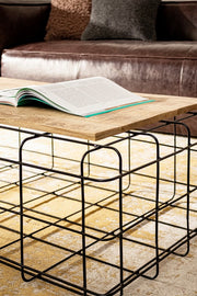 Mesita Trellis rectangular de madera y metal