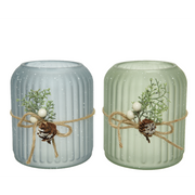 Portavelas de cristal con yute Alt. 13 x Ø 11 cm