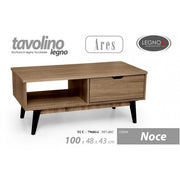 Mesa de centro de nogal negro cm 100x 48 x 43 h con cajón